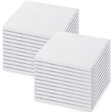 24-Pack 16" Men's White Soft 100 Cotton Handkerchiefs Classic Pocket Square