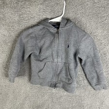 Polo Ralph Lauren Hoodie Kids 5 Gray Full Zip Fleece Pony Logo Sweatshirt