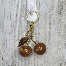 Gold Cherry Bag Purse Backpack Charm Keychain Key Fob