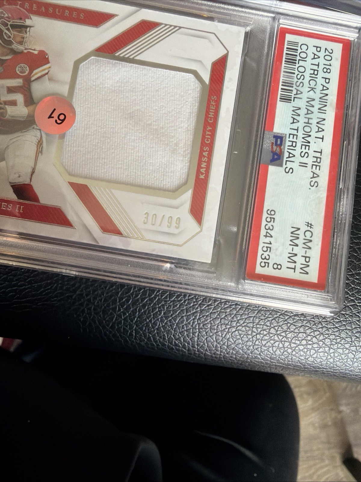 2018 Panini - Colossal Materials Patrick Mahomes II #CM-PM /99 (MEM)/Bonus Card! view 3