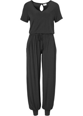 Overall schwarz 32 34 Damen Einteiler Wellness-Overall mit Kurzarm 8.9244