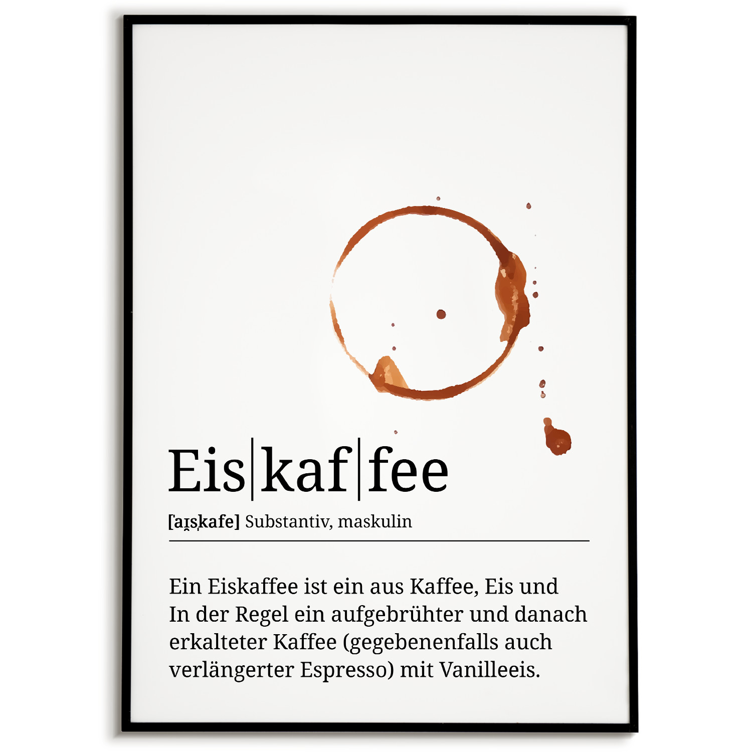 Eiskaffee Poster Definition - Kaffee Wandbild Barista Küche Wanddeko