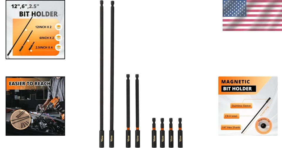 8-Piece Magnetic Bit Holder Set: Versatile for DIY & Professional Use - Image 2 of 4