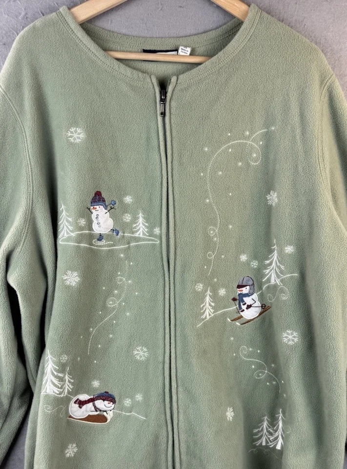 Chaqueta polar vintage Croft And Barrow para mujer talla 3X savia muñecos de nieve vacaciones de invierno Foto 2 de 4