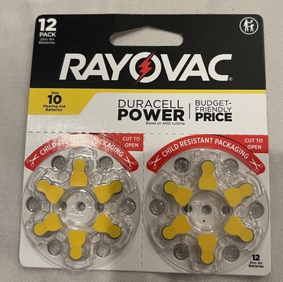 Rayovac Zinc Air Hearing Aid Batteries 12 Pack Size 10 Exp 2030