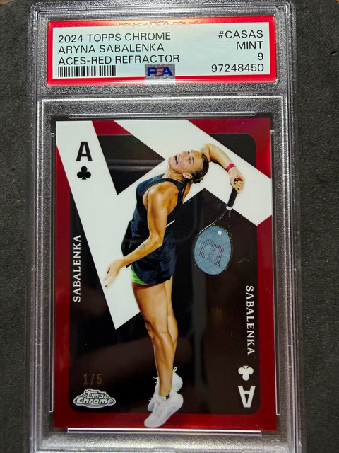 2024 Topps Chrome Tennis Aces Aryna Sabalenka Red Refractor /5 PSA 9