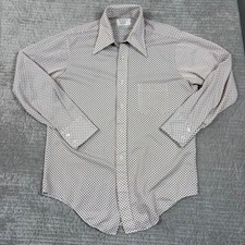 Vintage Towncraft Penn Prest JCPenney Brown Checkered Point Collar Shirt Mens L