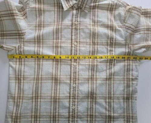Timberland Brown Blue White Plaid Short Sleeve Button Up Casual Shirt Men's M - Picture 6 of 7