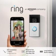 Ring Battery Video Doorbell 3rd Gen 2024 DIY Wireless HD Camera, Satin - RRP £99