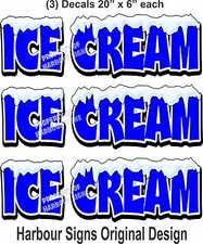 (3) Ice Cream Decal 20" x 6" Cone Concession Restaurant Food Truck Vinyl Sticker