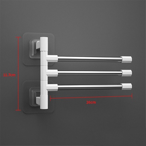 Wall Mounted Bracket Rotatable Towel Rack Hanging Holder 2-8-Bar Towel Hanger - Picture 9 of 14