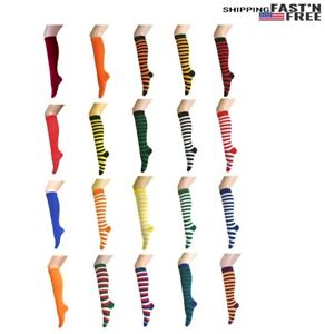 Women's Fashion  Multi-Striped Knee High Casual Tube Cotton Socks