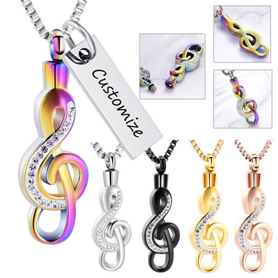 Stainless Steel Musical Note Urn Pendant Memory Necklace for Cremation Ashe Gift