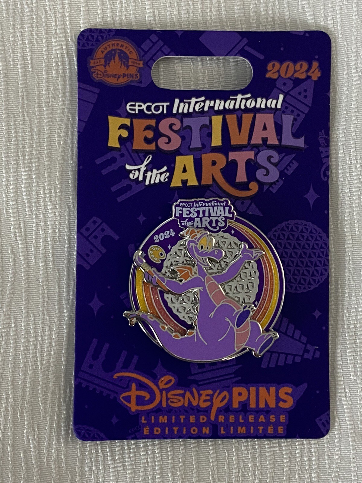 DISNEY PARKS 2024 EPCOT FESTIVAL OF THE ARTS FIGMENT LOGO LIMITED RELEASE PIN