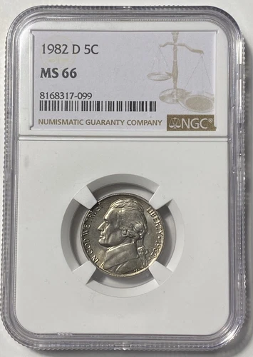🔥1982 D Jefferson Nickel 5C NGC MS 66🔥