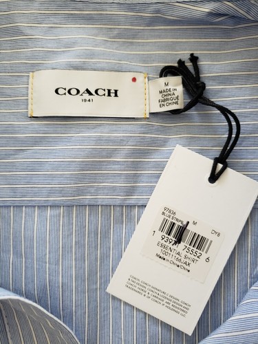 Coach Mens Essential Dress Shirt Blue Stripes Nylon Snaps - Picture 7 of 7