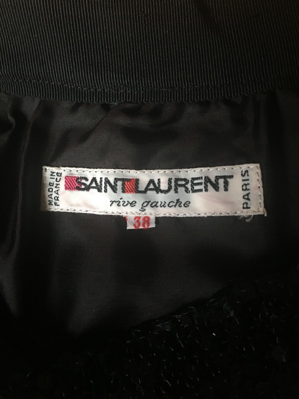 Gonna Saint Laurent lunghezza ginocchio zip laterale nera paillettes (taglia 38)