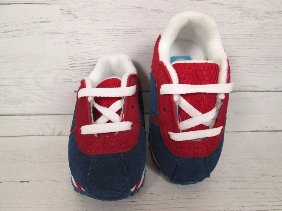 Zapatilla deportiva vintage Y2K Gymboree bebé tenis talla 3 rojo azul gamuza cuero caja Foto 3 de 4