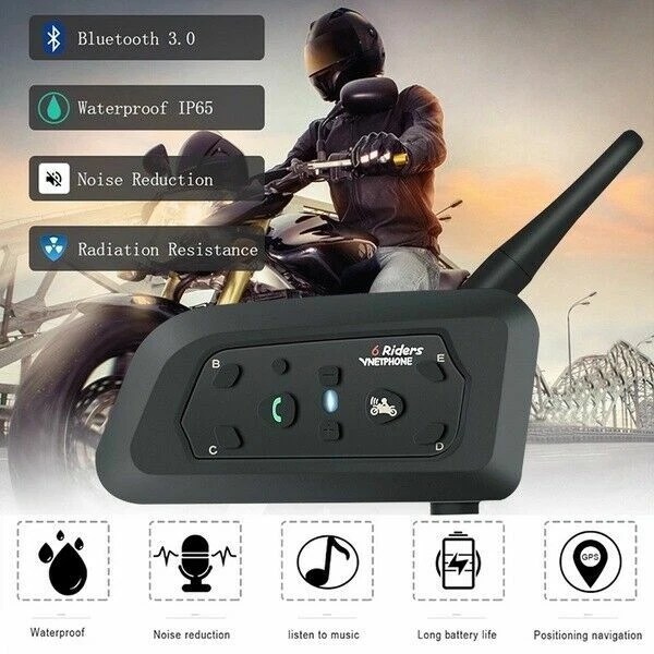 V6 1200M INTERCOM BLUETOOTH MOTORCYCLE HELMET INTERPHONE HEADSET