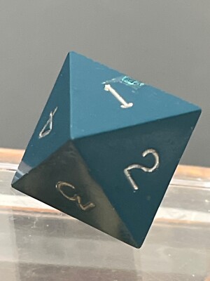 Vtg Gamescience opaque dark blue w/ white d8 rpg d&d dice 120723@