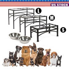 Elevated Raised Pet Dog Feeder Double Bowl Stainless Steel Pet Food Water Stand
