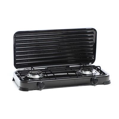 Wiltec 2-flammiger Gaskocher Campingkocher Abdeckung Kochfelder Outdoor  Herd