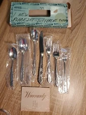 Oneida Distinction Deluxe Floral Bouquet Stainless 7 Piece Setting Flatware NEW