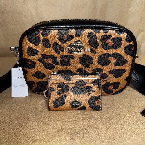 Bandolera Coach Bolso para Cámara Jamie en Lona Signature Leopardo Luz Sillín CC759