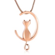 Cat Ash Necklace Urn Necklace for Ashes Moon Cremation Necklace Memorial Jewelry