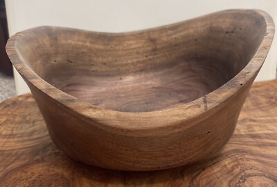 Hand-Turned Wood Black Walnut Bowl. 9 1/2  X 7  X 4 