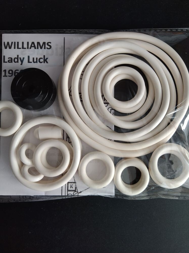 Kit élastiques flipper Williams Lady Luck 1968 en caoutchouc blanc de qualité premium