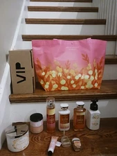 BATH AND BODY WORKS SUNSHINE MIMOSA TOTE GIFT BAG CANDLE MIST LOTION SHOWER GEL 