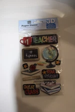 Paper House 3D #1 Teacher School Books Globe Class Student Scrapbooking Crafts