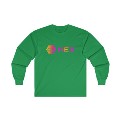 HEX Pulsechain Crypto Long Sleeve Cotton Tee | Cryptocurrency | Token