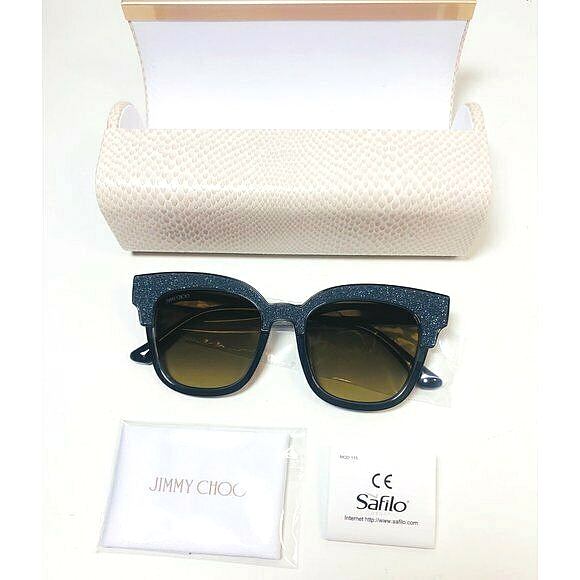 New Jimmy Choo Womens Gray Silver Glitter Cats Eye 50 mm UV  display picture 3