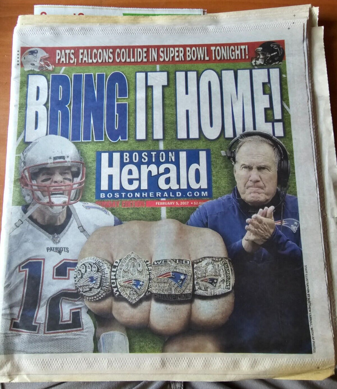 Patriots Falcons 2017 Super Bowl Entire Boston Herald February 5 Preview  Brady