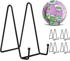 Kruodop 6 Inch Plate Stands for Display, 5 Pack Plate Holder Display Stand, Blac