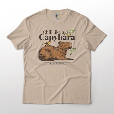 Chill Like A Capybara Eat Rest Relax Cottage Core Animal Graphic T-Shirt