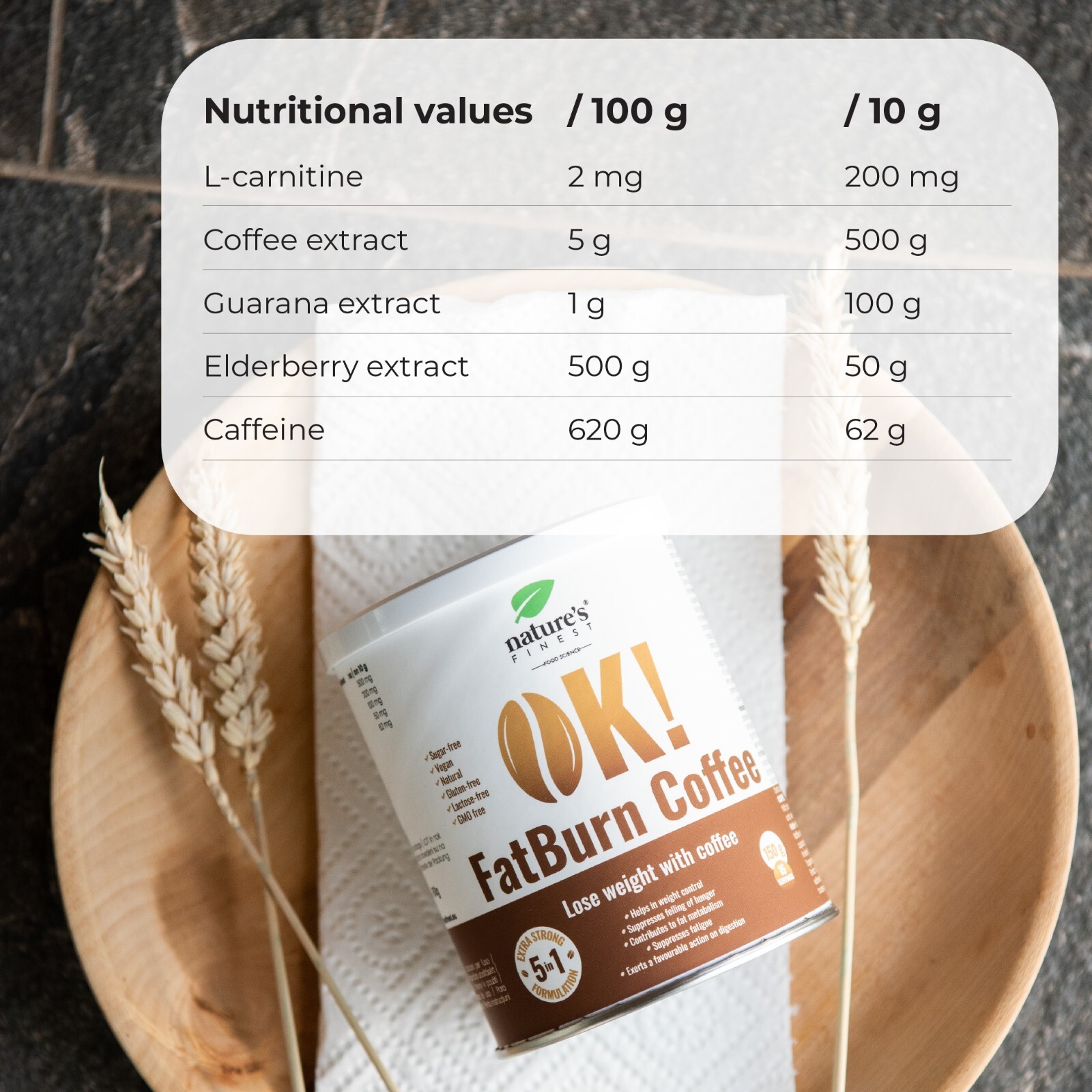 Nature's Finest by Nutrisslim OK! FatBurn Coffee For Energy boost and