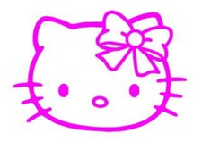 HELLO KITTY Hair bow pink die cut Vinyl car decal sticker