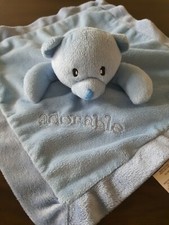 Mini Bean Teddy Bear Blue Adorable Lovey Blankie Security Blanket Satin lovie