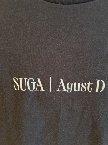 NEW Suga Agust D D-Day Tour Only Black T-Shirt Lotus Flower Sleeves Size L - Picture 2 of 6