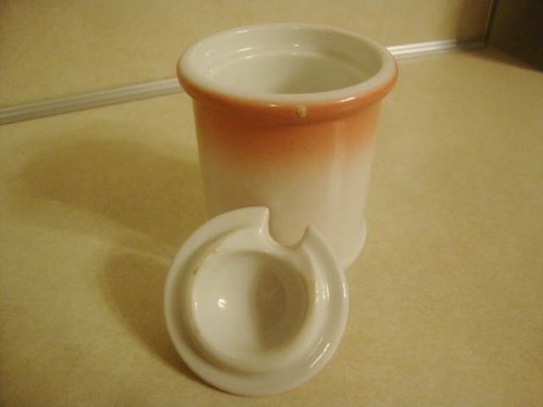 Vtg Restaurant Ware PINK AIRBRUSH Sugar Mustard Cup Jar w Lid Jackson China USA! - Bild 3 von 4
