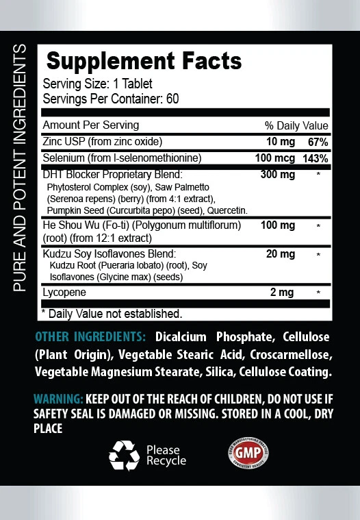 Pastillas para el crecimiento del cabello para hombres - DHT BLOCKER HAIR FORMULA - he shou wu extracto 2 BOTELLAS Foto 2 de 4