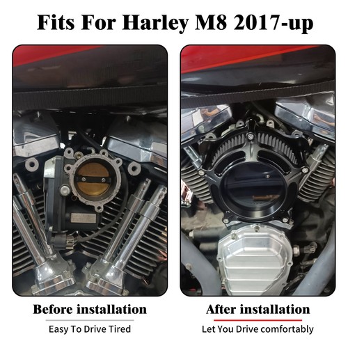 Clear Matte Black Air Filter Cleaner For Harley Touring Road Electra Glide 17-25 - Picture 3 of 17