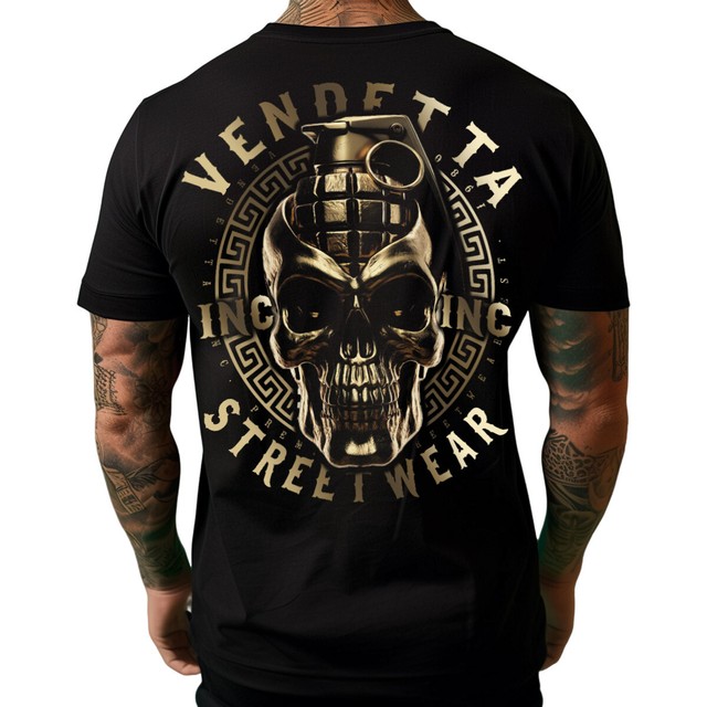 Vendetta Inc. Shirt Rundhals kurzarm Skull Combat schwarz VD-1434 Print Shirt