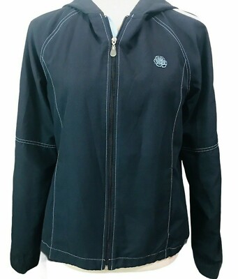 Green Tea Jacket Women's Size Medium Hooded Windbreaker Full Zip Mesh Lining