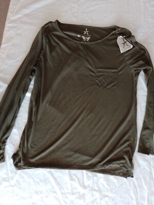 Damen Top Primark Größe 12 Langarm Khaki 17226