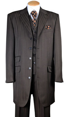 Men's Fashion Striped Zoot Suit With Vest And Pants 37'' Jacket  29198V 