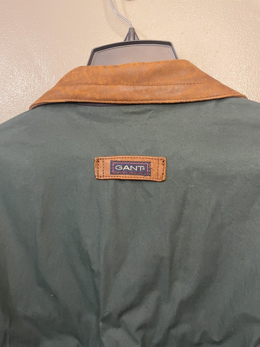 Vintage Gant Bomber Jacket Men's Large Green Brown Leather Vintage Gant Bomber Jacket Men's Large Green Brown Leather